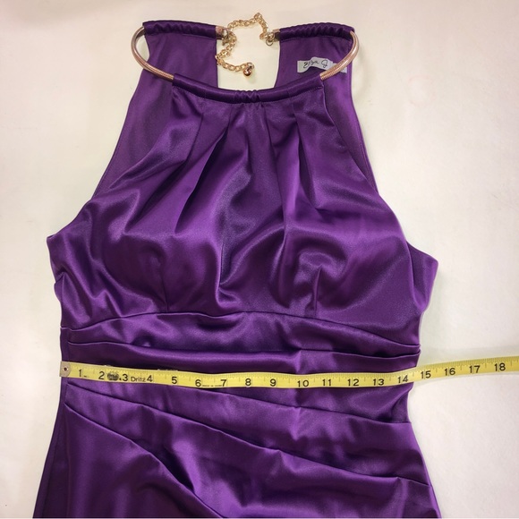 Eliza J Chain Strap Pleated Cocktail Dress Purple (8) - Picture 10 of 17